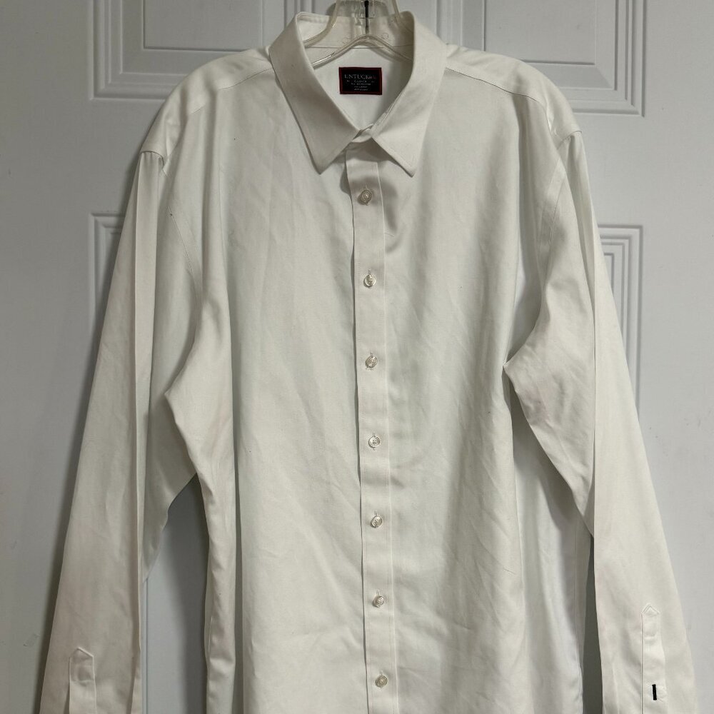 UntuckIt Cotton‎ Button Up Dress Shirt SZ X-Large Tall-Wrinkle Free Classic